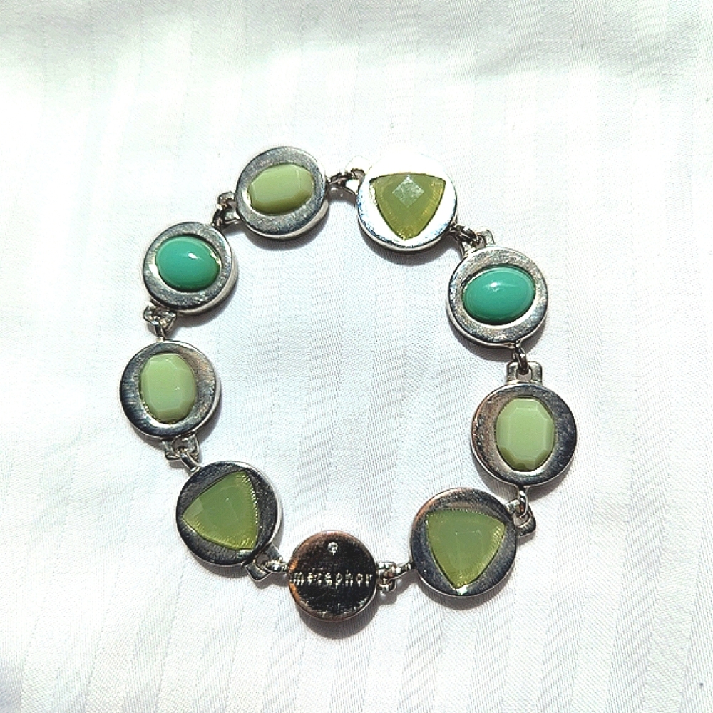 Metaphor Silver Bracelet with Green Accents